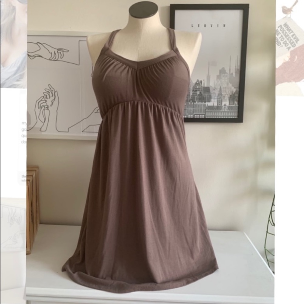 Light brown form fitting a-line dress